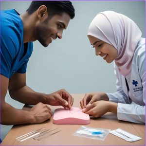 تصویر پد تمرین بخیه زنی نرگس طب با قابلیت سفارشی‌سازی برای دانشجویان پزشکی.